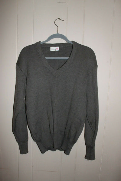 European Military Vintage V-Neck Men's Wool Sweater Officers Dress 48 Medium-Lrg (SWA1)
