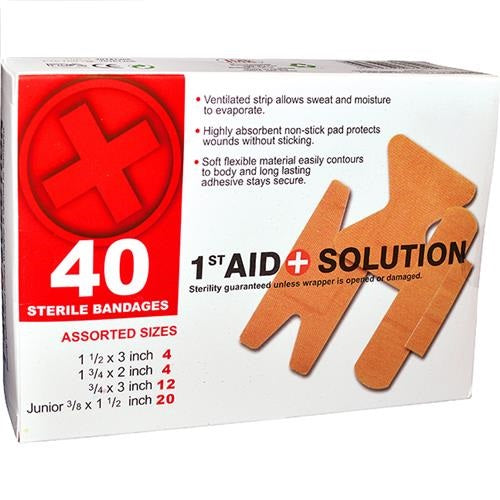 6 Boxes of 40 PC Fabric Bandages Band-Aids First Aid Survival Kits-Assorted Sizes