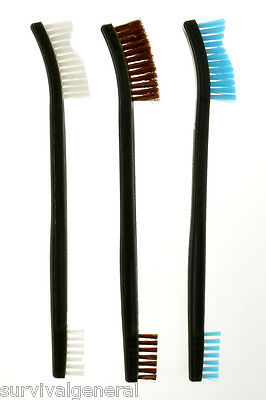 3pc 7" Double Ended Gun Cleaning Brush Set Plastic Nylon Copper Rifle Pistol