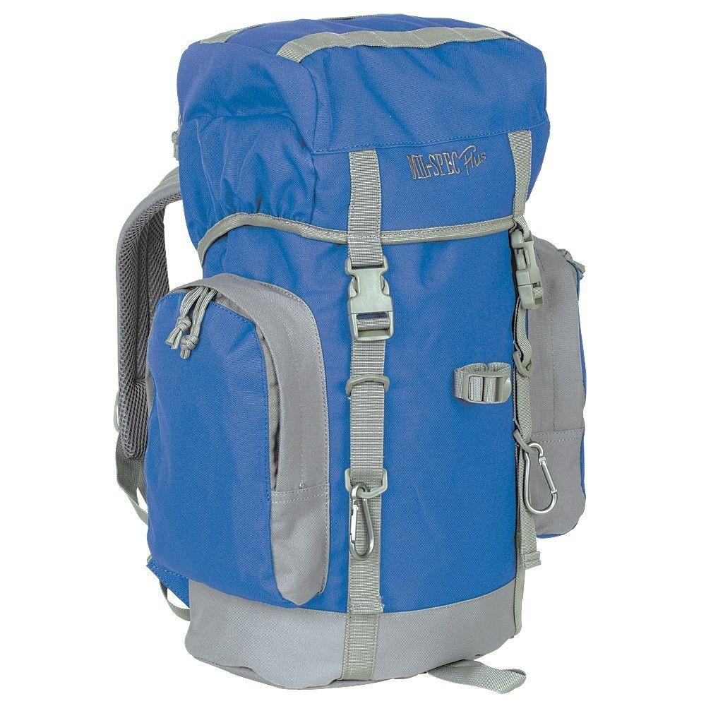 Mil-Spec Adventure Gear Mil-Pack 25 Liter Camping Survival Hiking Backpack Pack (Blue/Gray)