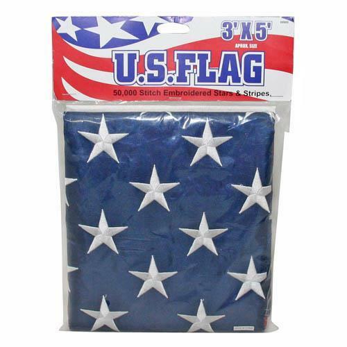NYLON 3’x5’ US FLAG 50,000 STITCH EMBROIDERED STARS & STRIPES BRASS GROMMETS