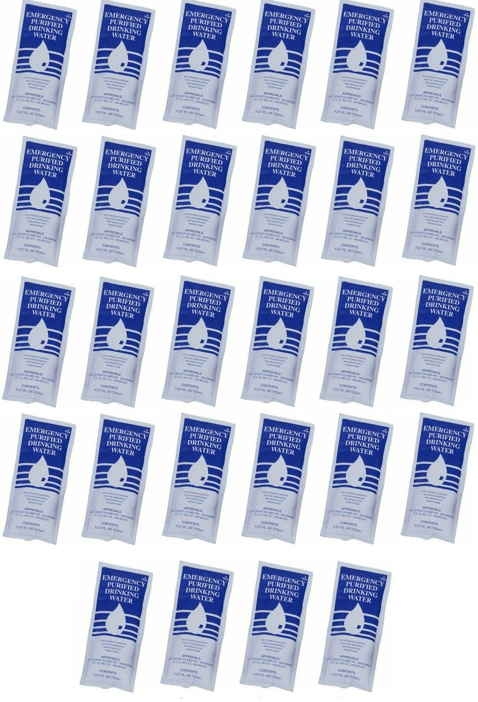 SOS Emergency Purified Drinking Water Packets