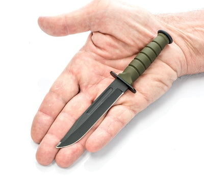 6" Clip Point Black Blade with Green Sheath Neck Knife