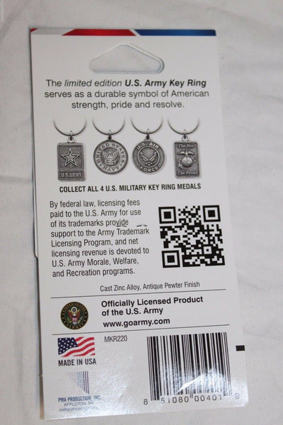 U.S. Army Strong Keychain Key Ring Military USA Medal Emblem Insignia