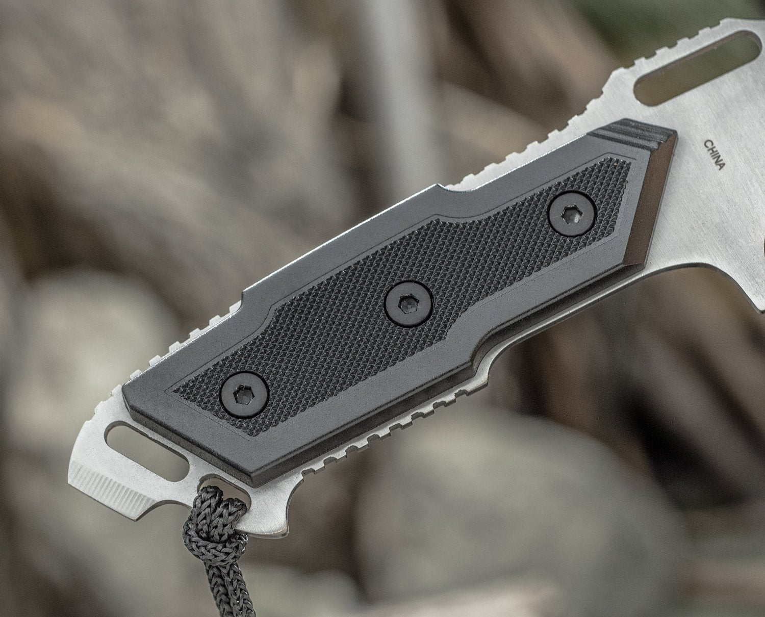 12" Drop Point Stainless Steel Knife with Zigzag Serrated Spine and Nylon Sheath