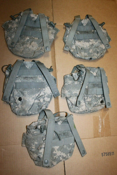 (5) US Military 1 QT MOLLE ACU Camo Canteen Cover Carrier Utility Pouch Damaged
