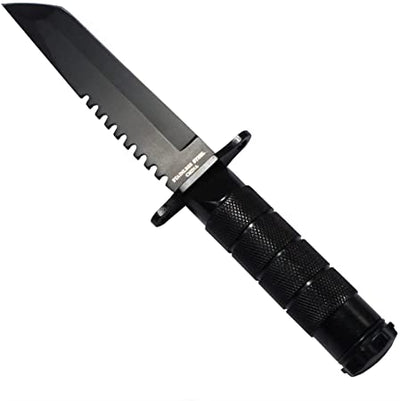 8-1/4" Tanto Hunting Black Knife w/ Mini Survival Kit