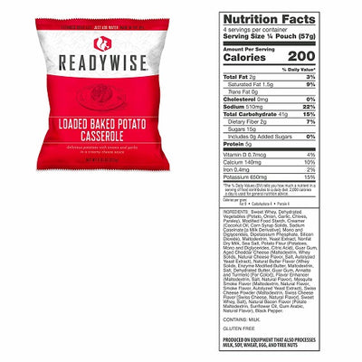 ReadyWise Loaded Baked Potato Casserole Freeze Dried Food MRE Exp 2045