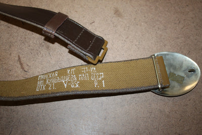USED Military Russian Type Eagle Rifle Brown Leather Belt Silver Steel Buckle 42"