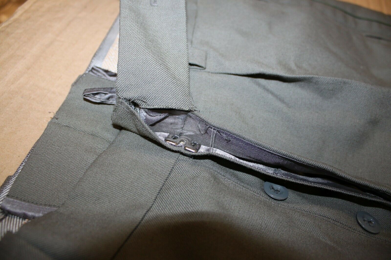 Military Swiss Garberdine Wool/Poly Dress Pants Officers French German Green Line