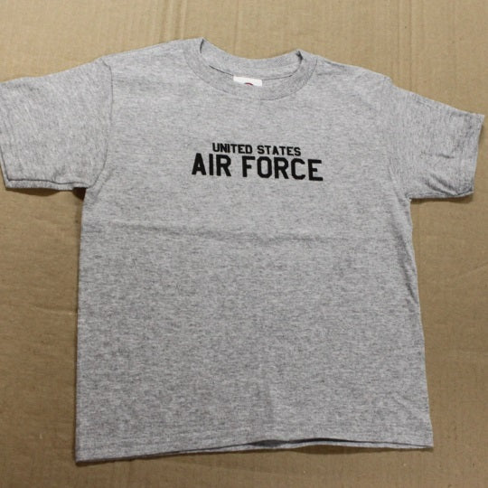 Kid's Air Force Screen Print Toddler Gray Unisex T-Shirt Size 2T to 5/6