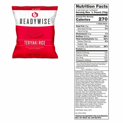 ReadyWise Teriyaki Rice Freeze-Dried Food Survival Meal Earthquake