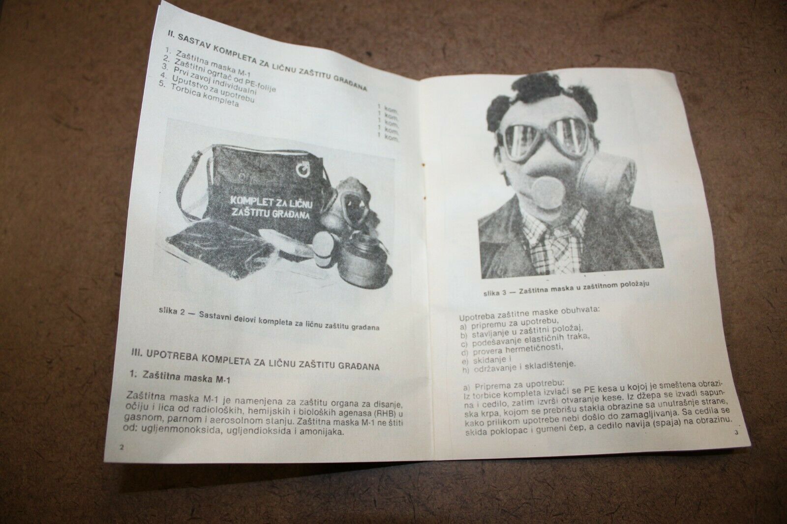 Serbian NBC Protective Gas Mask M-1 M59 Booklet Manual Paper Book Instructions