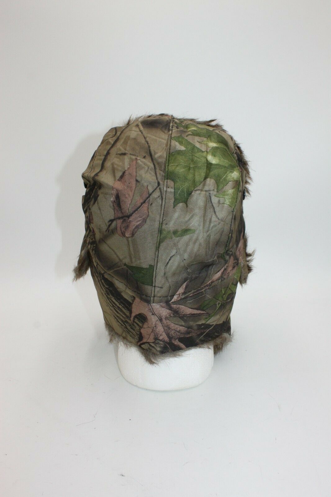 Camo Bomber Faux Fur Mens Large Hunting Hat Tree Green Leaf Brown Wood Trapper
