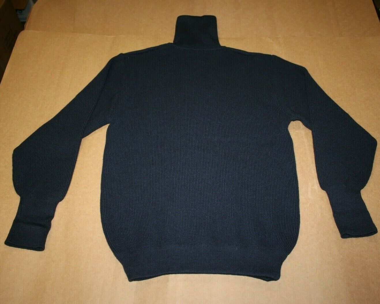 German Military Commando Sweater Pullover Wool Dark Navy Blue Police Zipper 42R