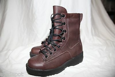 US WELLCO Boots Military Steel Toe Flight Waterproof 5R Vibram Sole Navy Brown Deck NEW