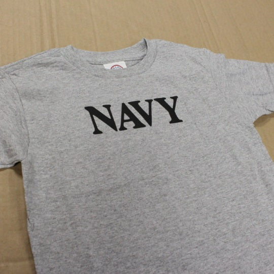 Navy Screen Print Toddler Gray Unisex T-Shirt 3T