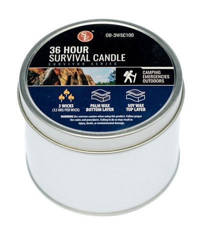 3 Wick Survival Candle Emergency 36 Hour Wilderness Outdoor Heat Camping