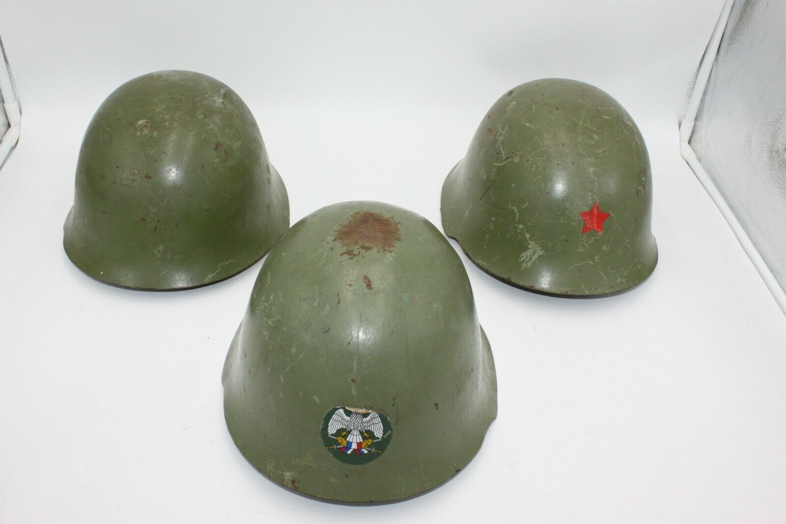 Used Serbian Yugoslav M59/85 Military Surplus Steel Helmet w/ Straps