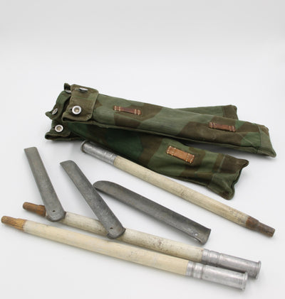 Vintage Swiss Tent Poles and Pegs with Splinter Camo Pouch