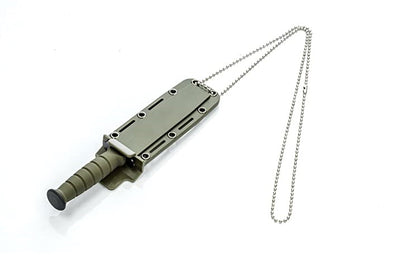 6" Dagger Knife OD Green 3mm S.Steel, Neck Chain & Sheath