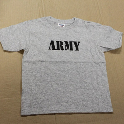 Kid's Army Screen Print Toddler Gray Unisex Military T-Shirt 2T to 5/6