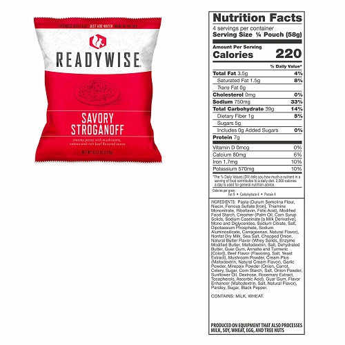 ReadyWise Savory Stroganoff Freeze-Dried Food EXP 2045