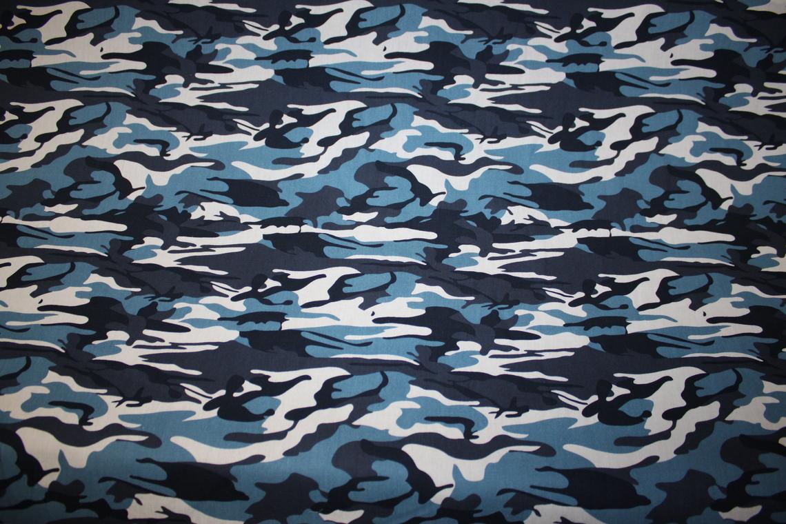 Blue Camouflage 100% Cotton Material