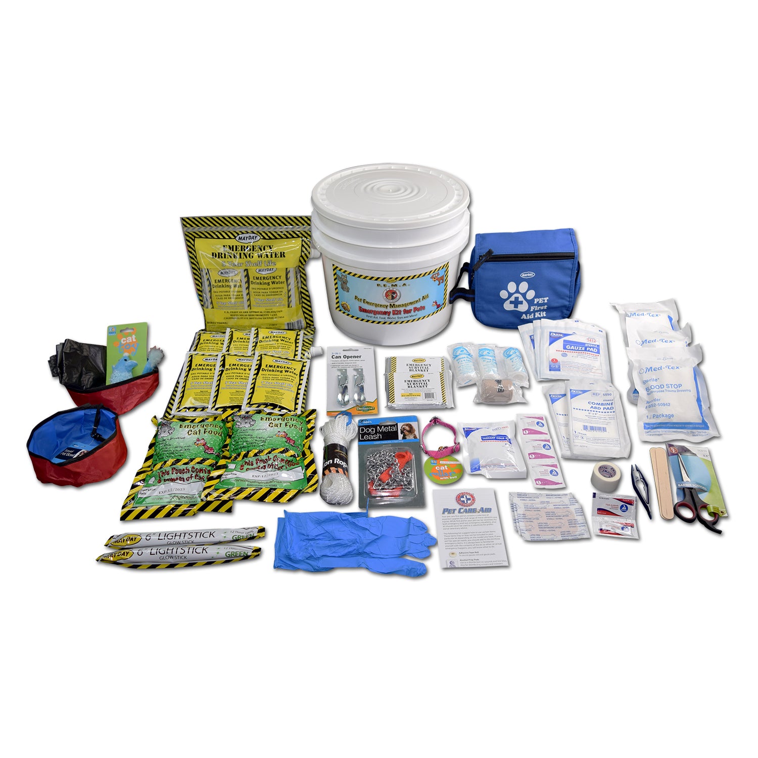 EMERGENCY CAT KIT WITH FIRST AID, FOOD, WATER, TOYS AND MORE 5 YEAR SHELF LIFE
