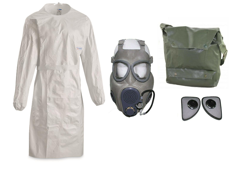 Survival General Halloween Costume Mad Scientist Gas Mask, Filter, White Lab Coat NBC