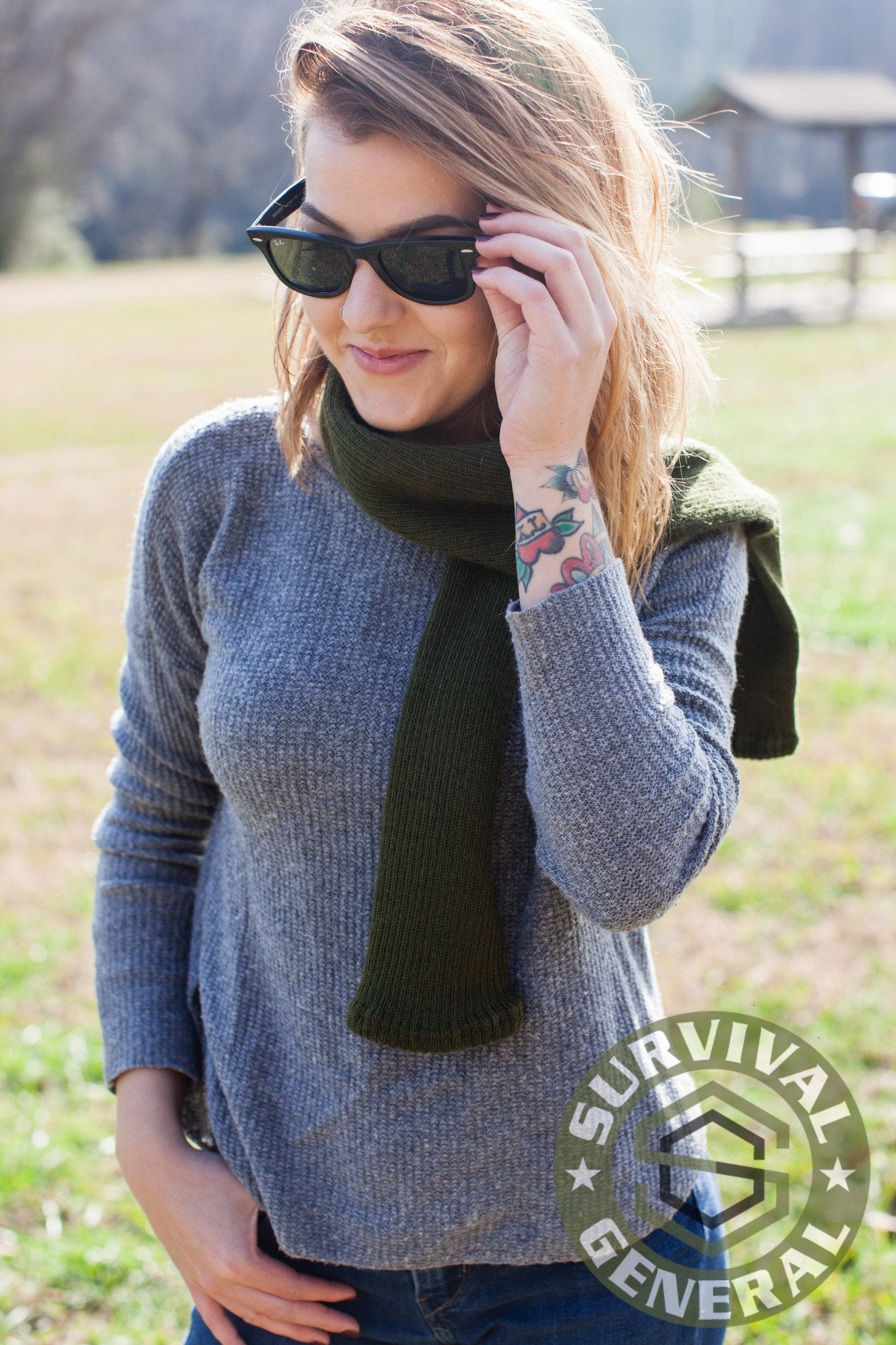 NEW Danish OD Green Wool Scarf
