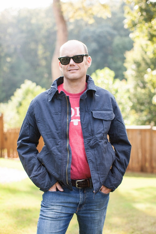 Military Deck Style Fashion Men's Jacket Retro Blue Size Large