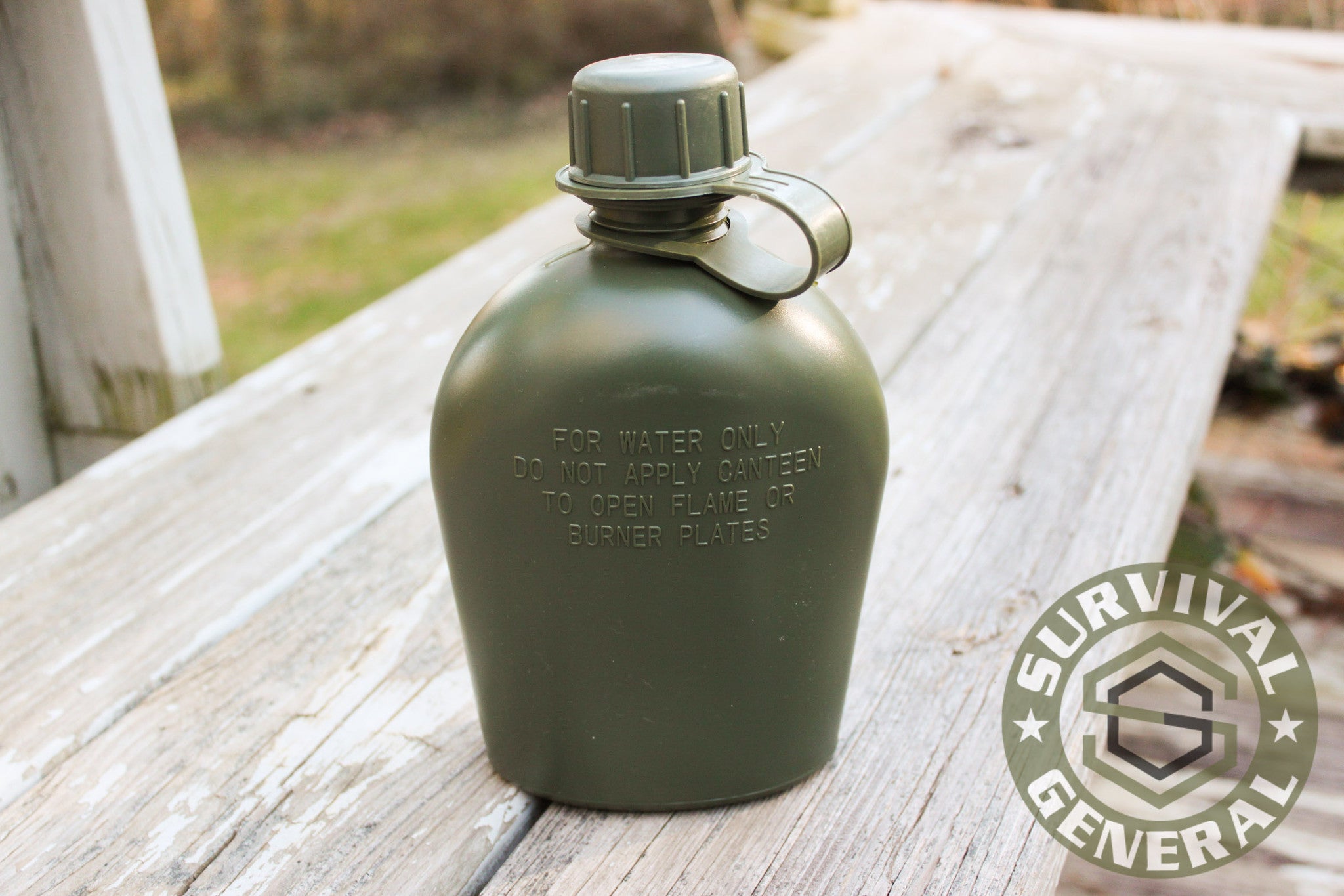 Military OD Green or Solid Black Plastic Water Canteen 1 Quart BPA Free