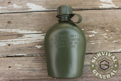 Military OD Green or Solid Black Plastic Water Canteen 1 Quart BPA Free