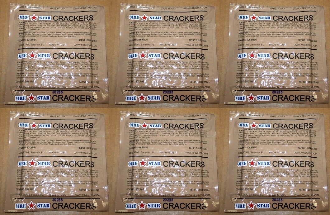 6 pk MRE 4x4 Salted Crackers Side MRE Entree 12 Crackers Total Snack US