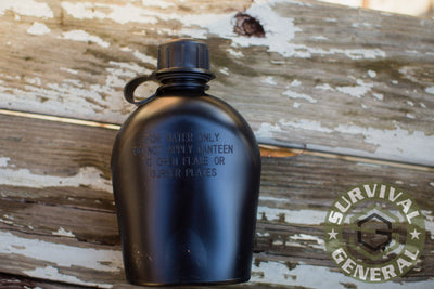 Military OD Green or Solid Black Plastic Water Canteen 1 Quart BPA Free