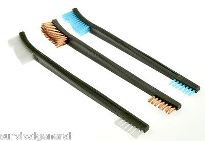 3pc 7" Double Ended Gun Cleaning Brush Set Plastic Nylon Copper Rifle Pistol