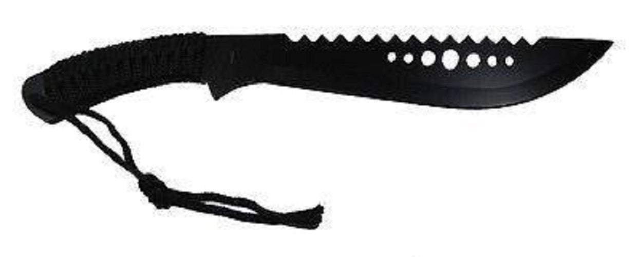 15.5" Black Machete Saw Knife w/ Holes