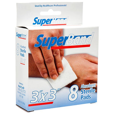 Superband 3" X 3" 8 CT. Sterile Gauze Pads First Aid Survival Kit Emergency
