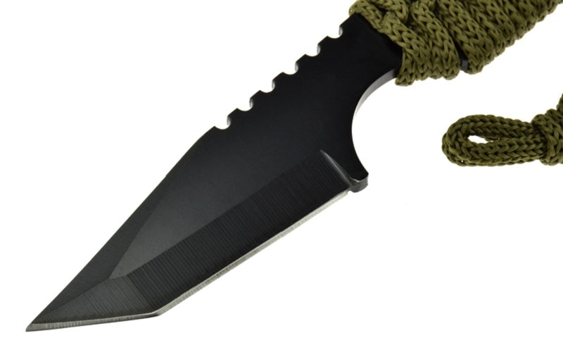 7" Tanto Hunting Knife Military Style with Flint Fire Striker