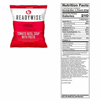 ReadyWise Tomato Basil Soup w/ Pasta Freeze-Dried Food