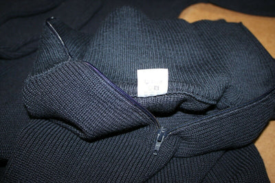 German Military Commando Sweater Pullover Wool Dark Navy Blue Police Zipper 42R