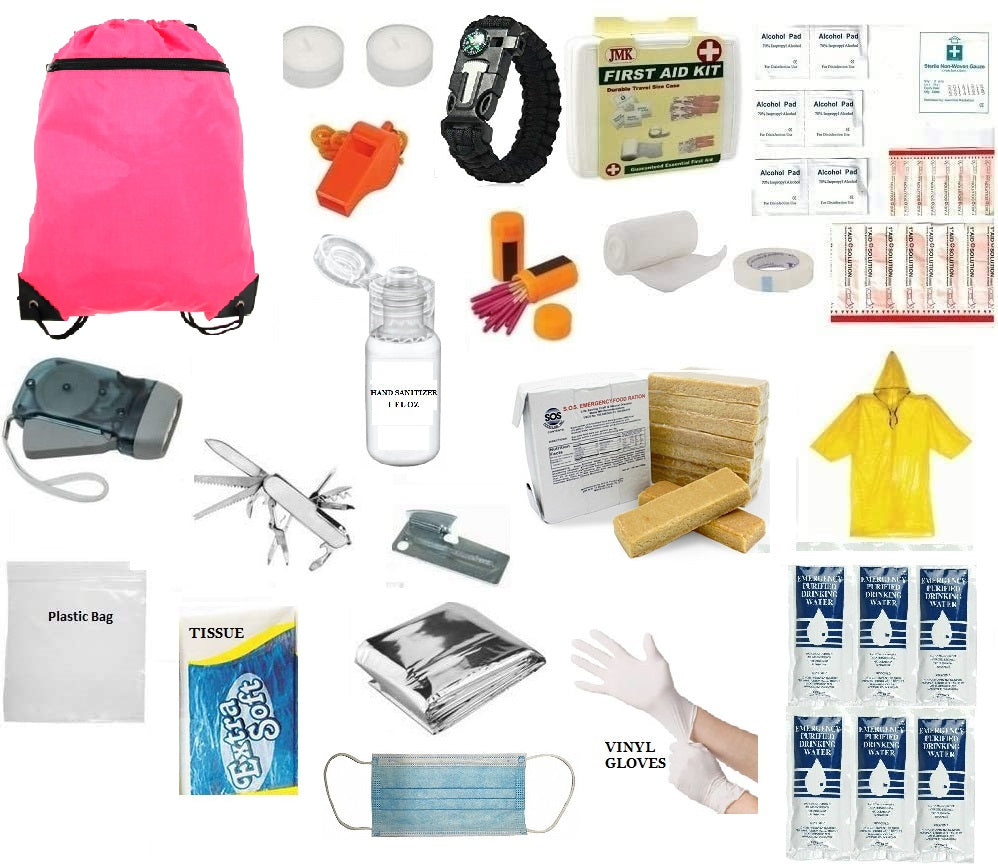 50Pc First Aid Kit in Red Clear Waterproof Case with 5mm