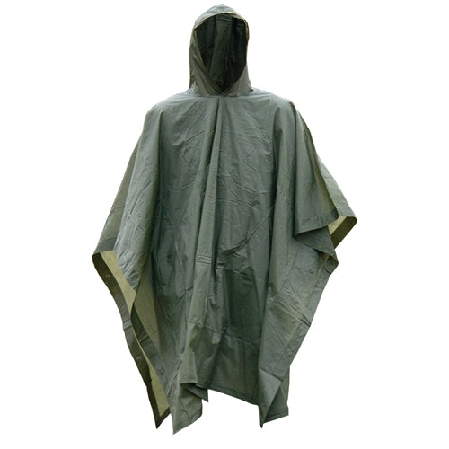 OD Green Vinyl Wet Weather Rain Poncho Military Style Tarp Shelter Bivy Tent NEW