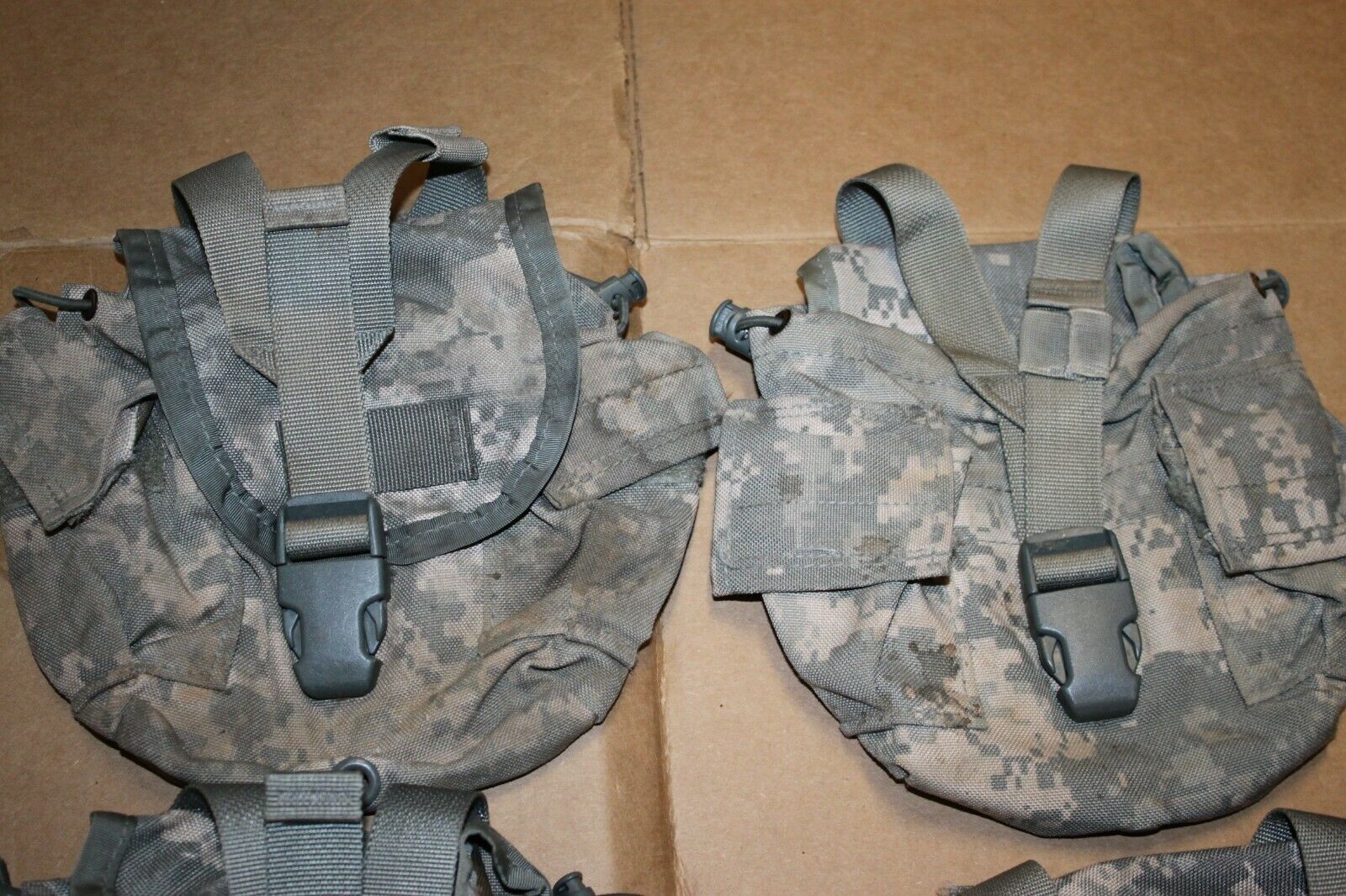 (5) US Military 1 QT MOLLE ACU Camo Canteen Cover Carrier Utility Pouch Damaged