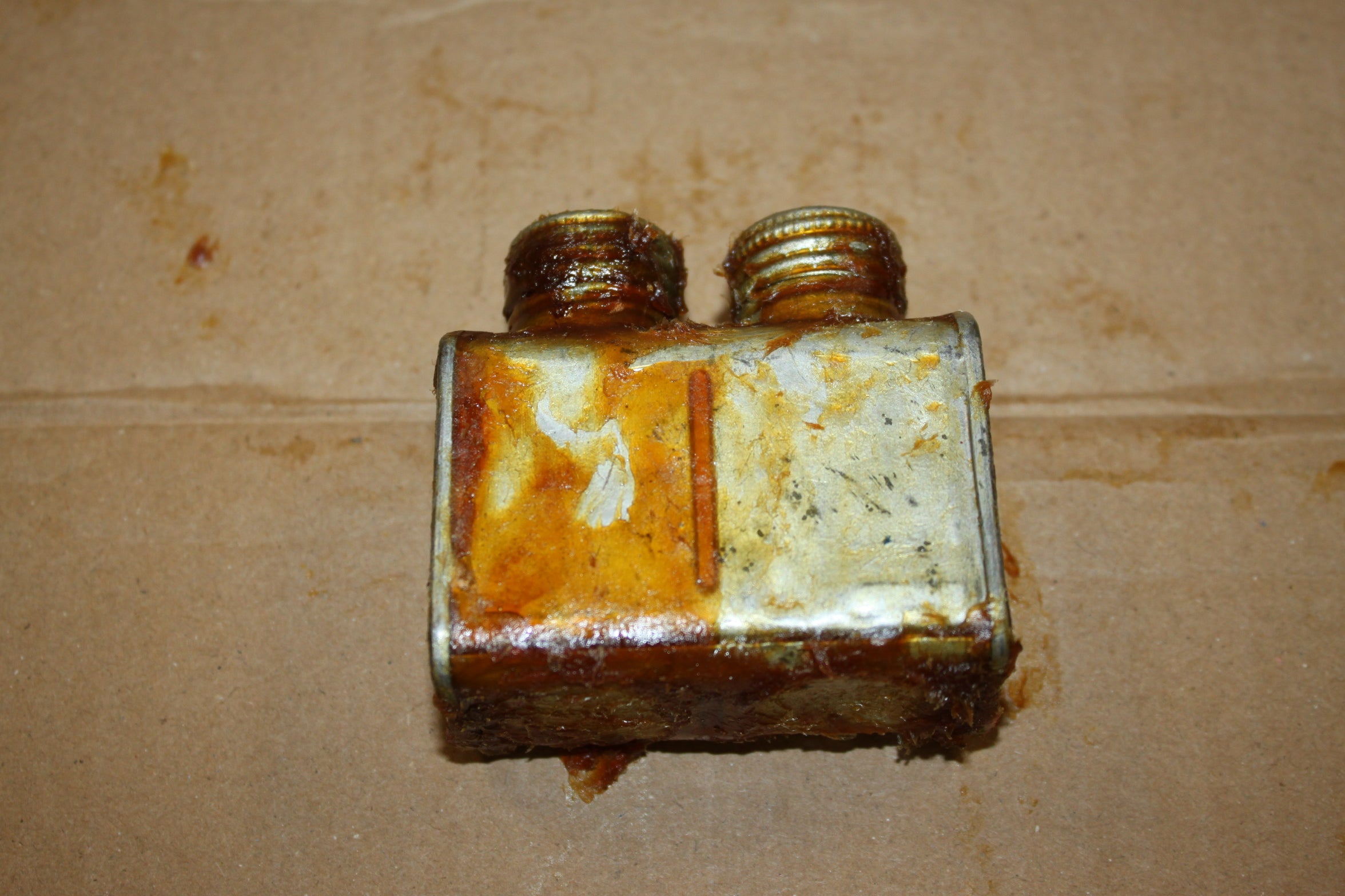 WWII Era Romanian Mosin Square Metal Rifle Cleaning Oiler Bottle